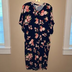 Matilda Jane Navy& Pink Floral Shorts Romper Size XXL